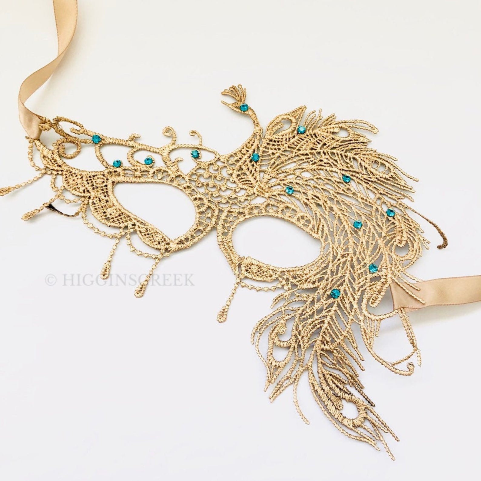 Peacock Lace Mask - Gold