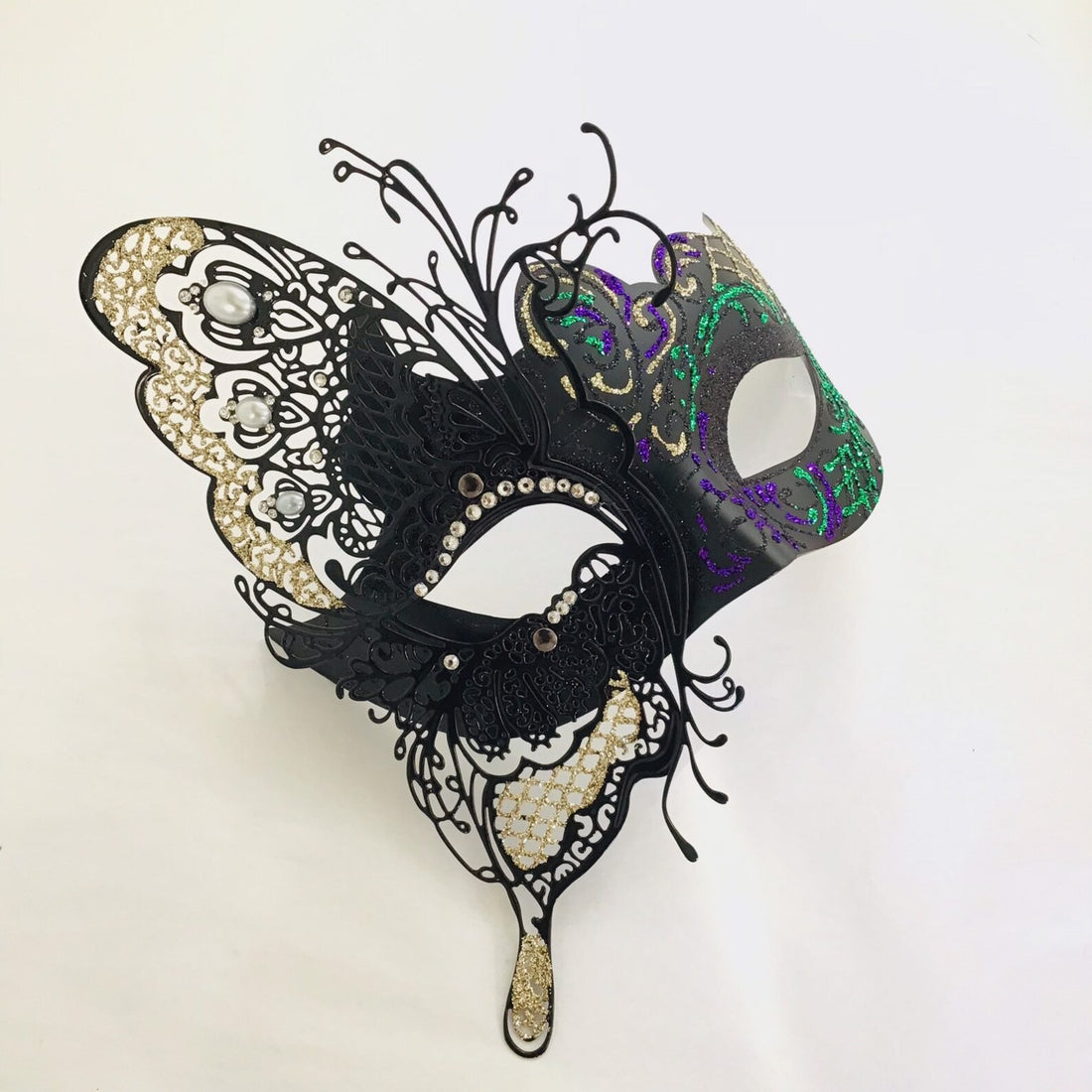 Metal Butterfly Mask - Gold/Purple/Green