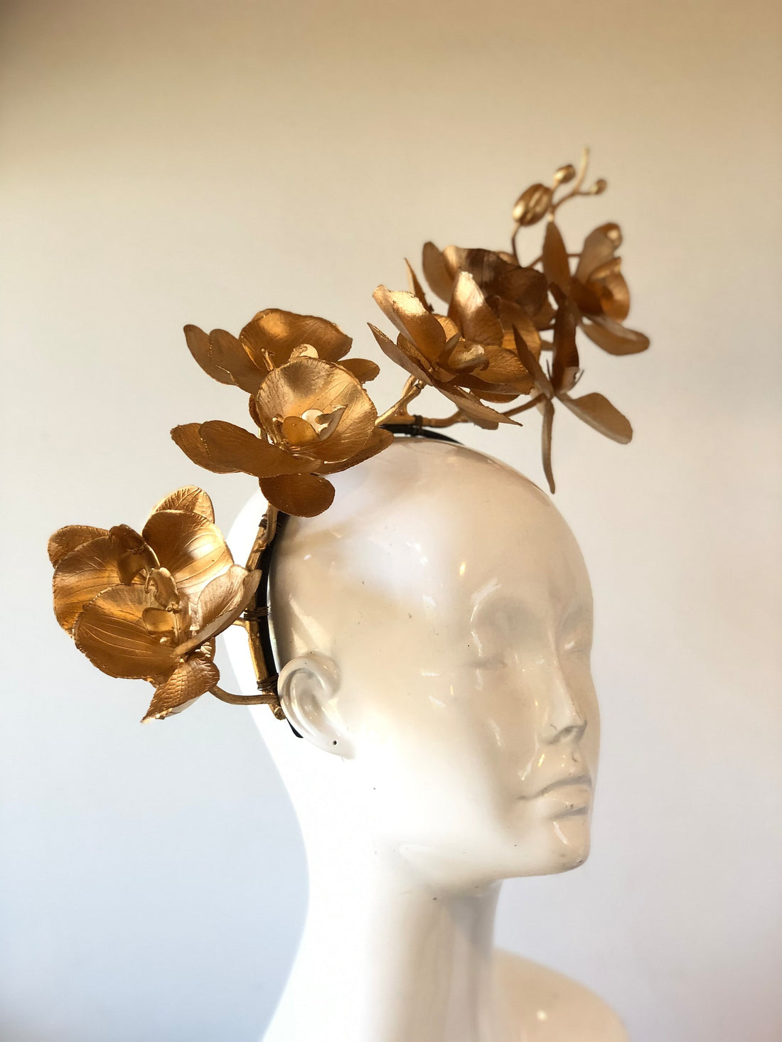 Gold Orchid Fascinator Hat