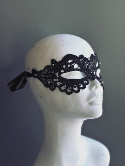 Rhinestone Mask - Black