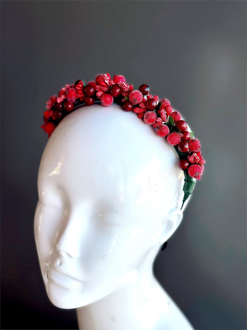 Holly Berry Headband - Red
