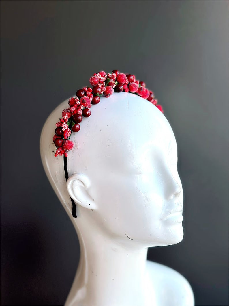 Holly Berry Headband - Red