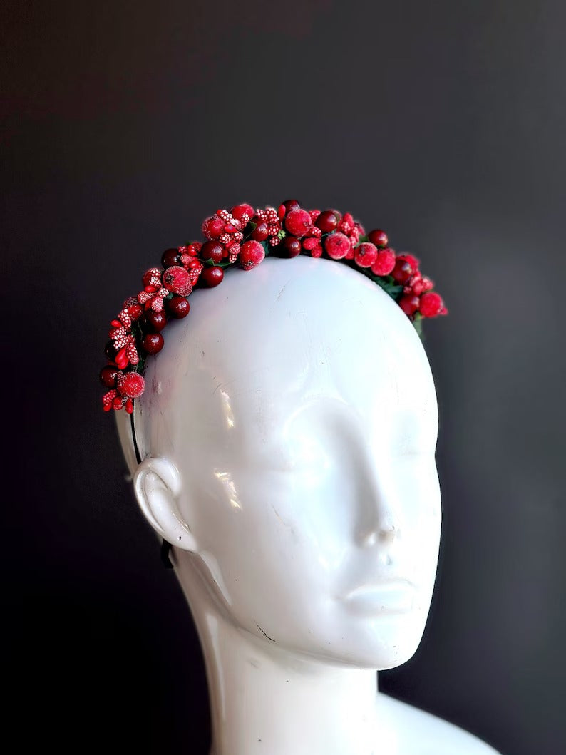 Holly Berry Headband - Red