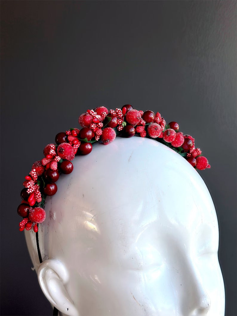 Holly Berry Headband - Red