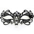 Kids black metal masquerade mask with intricate cutout designs and rhinestone embellishments, perfect for costume parties and themed events.