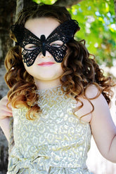 Kids black butterfly masquerade mask for parties and dress-up.