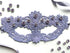 Lavender lace masquerade mask with lilac crystal rhinestones for moon ball and gala evening events.