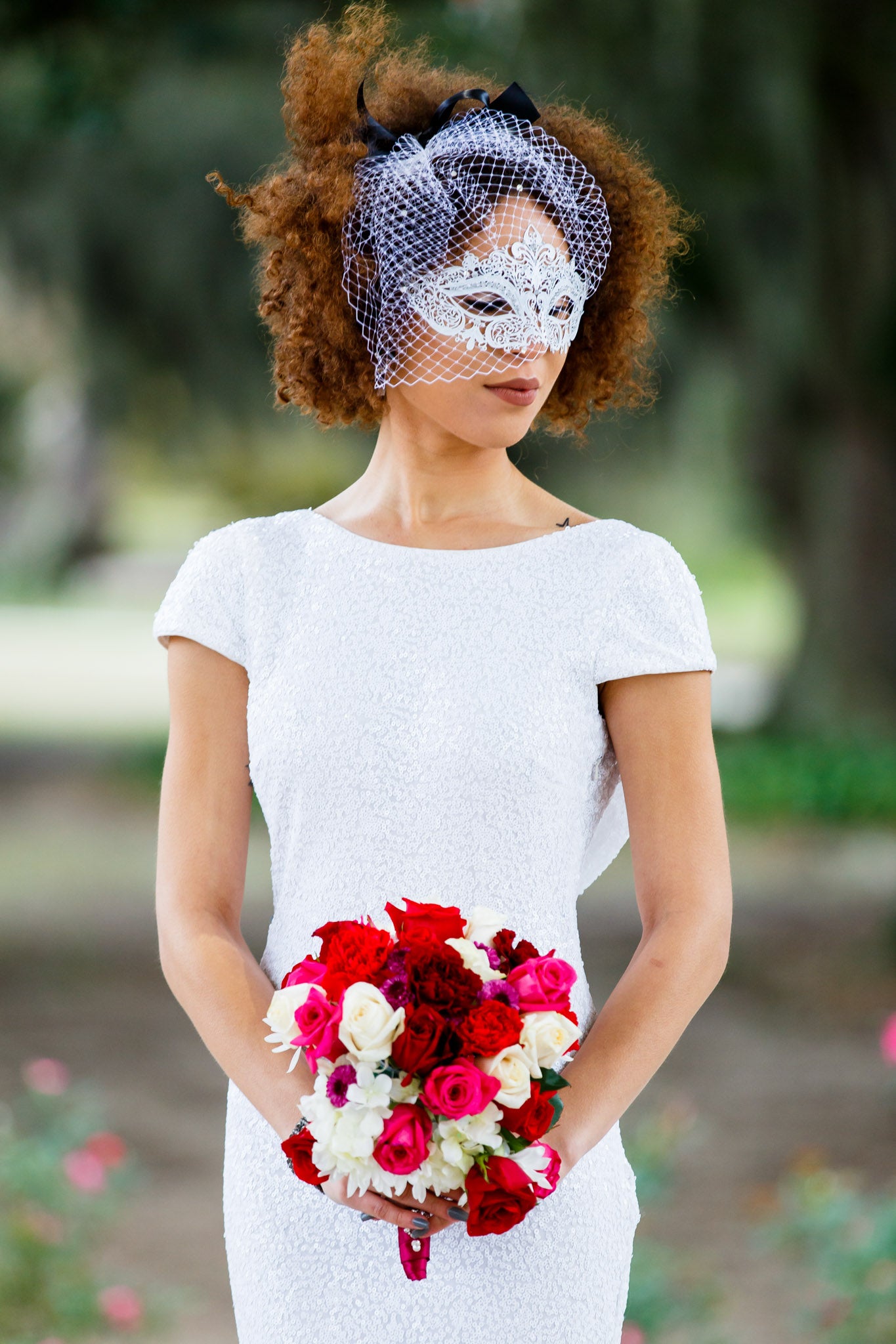 Veil Bride Mask - White