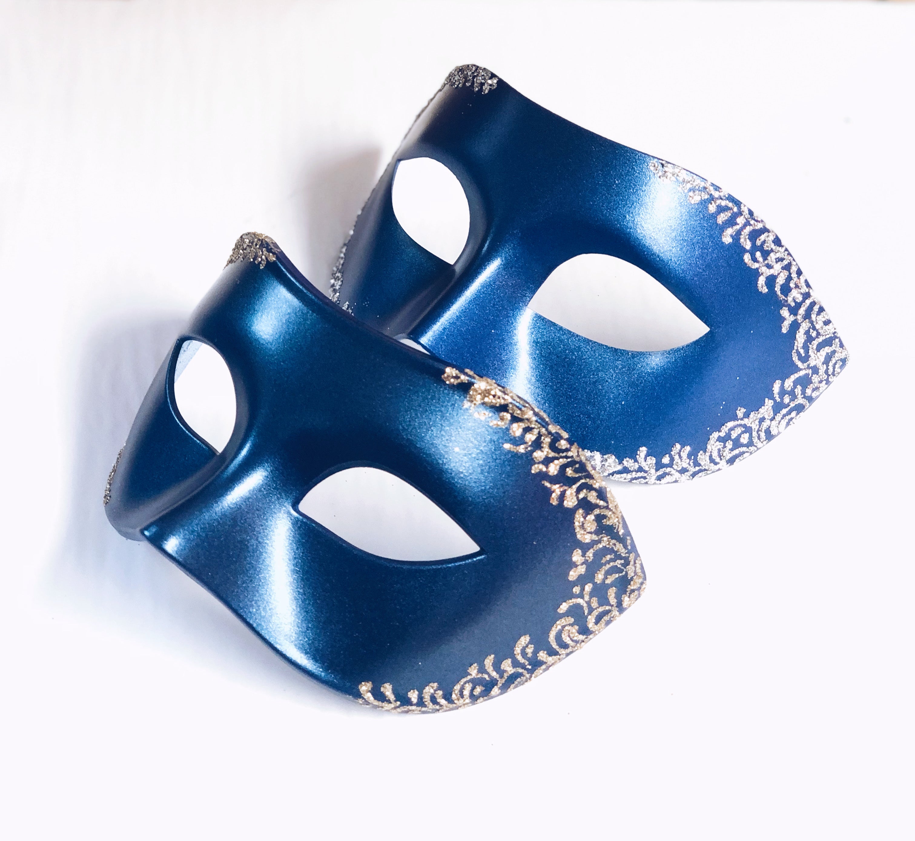 Men's Black or Blue Masquerade Mask with Filigree - Masquerade Store
