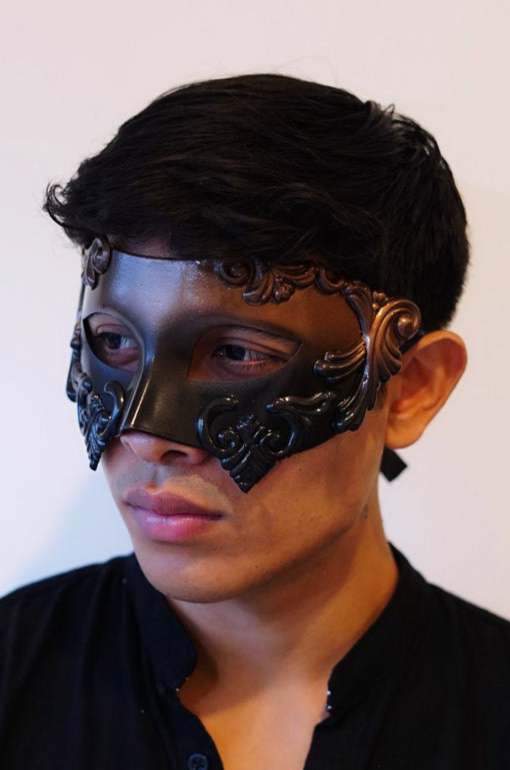Roman masquerade mask in a rose gold black ombre.