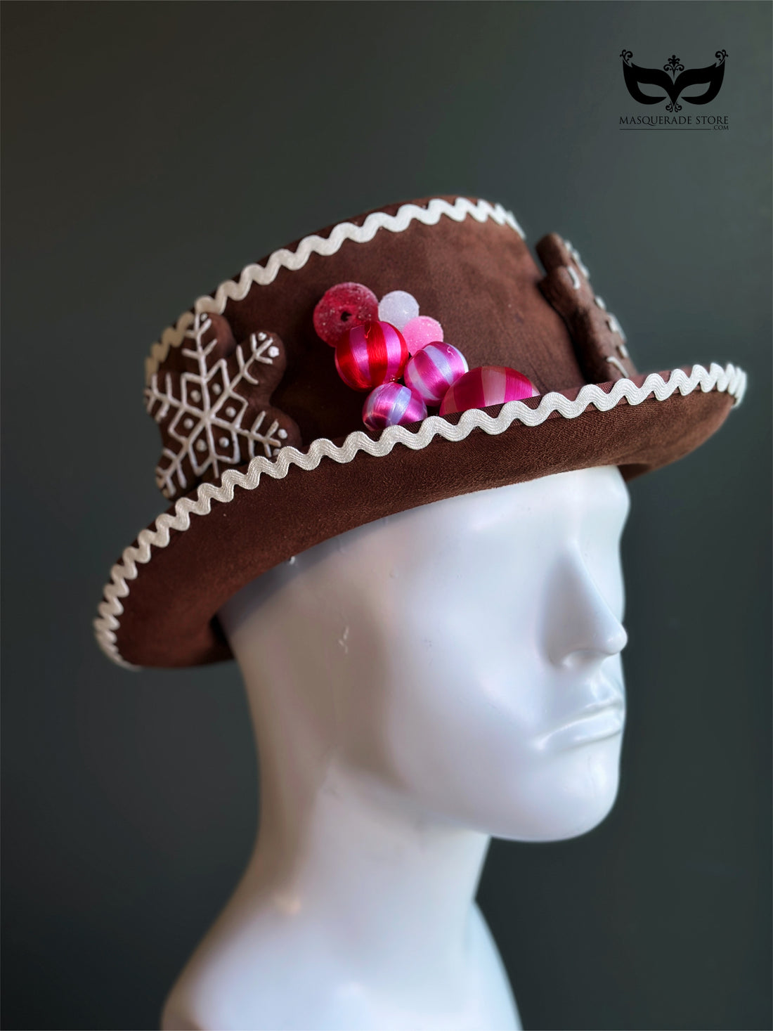 Gingerbread cookie mini top hat holiday fascinator with candy and icing trim