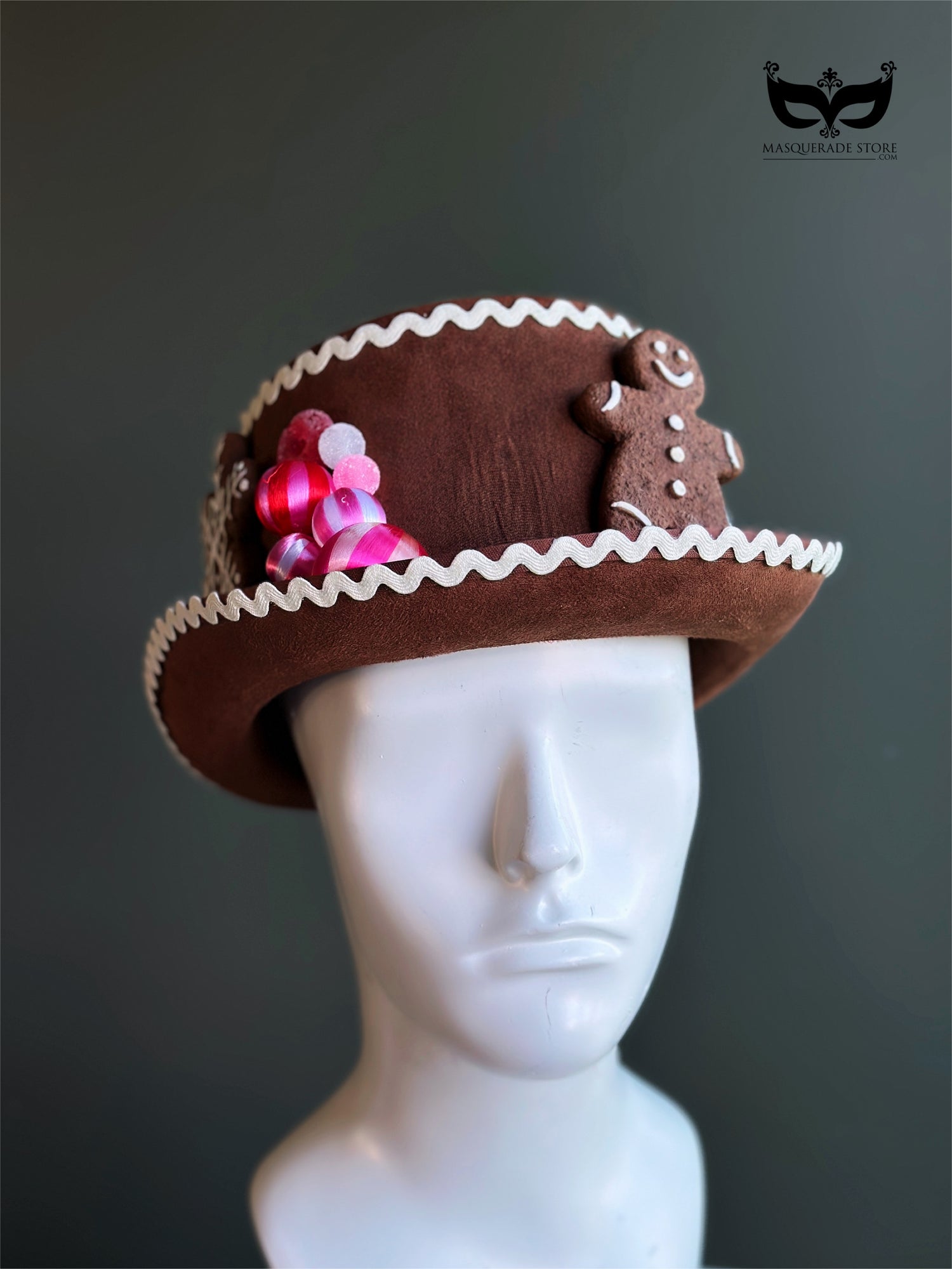 Gingerbread cookie mini top hat holiday fascinator with candy and icing trim