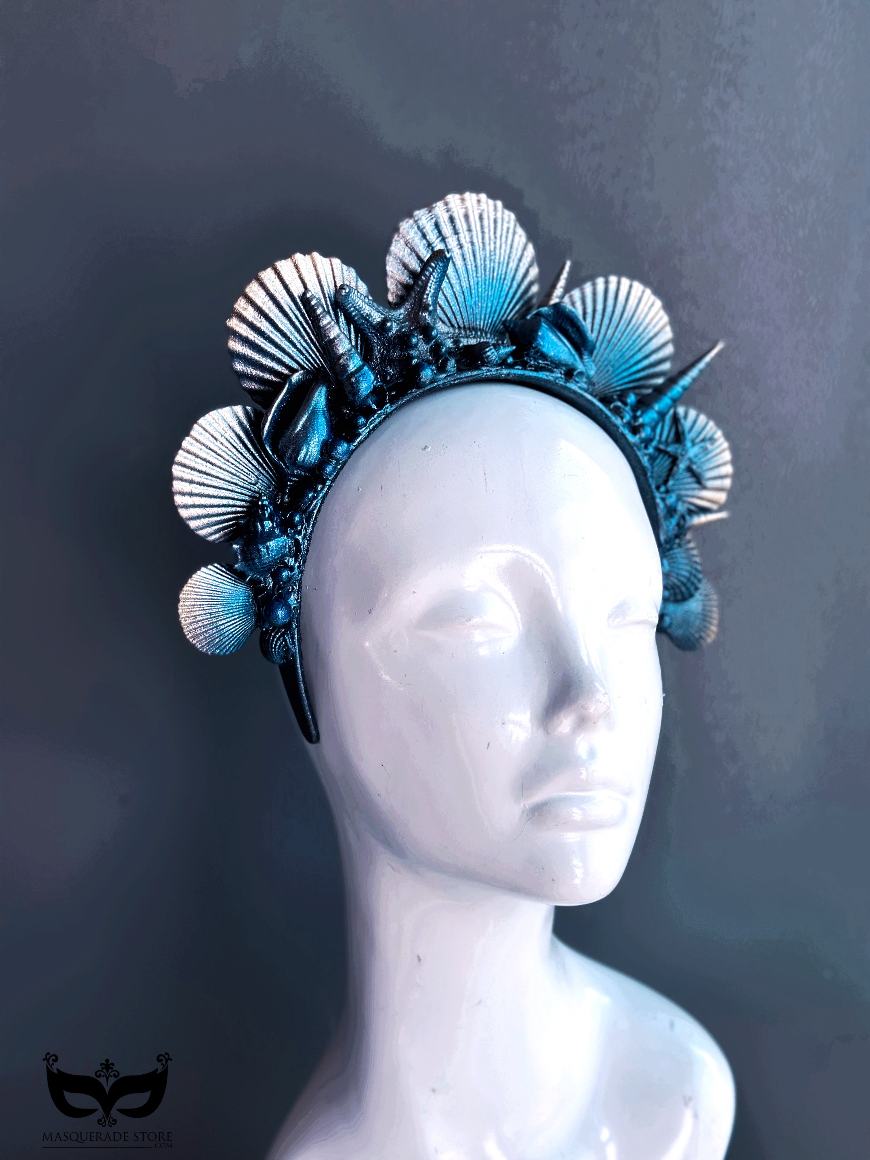 mermaid crown cosplay blue gold