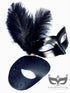 Black masquerade masks for couples with ostrich feathers and filigree on mens mask