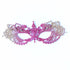 Pink and gold lace masquerade mask with rhinestones, ombre Venetian lace eye mask for women with satin ribbons, perfect for weddings and masquerade balls.