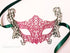 Pink green lace masquerade mask for women, Venetian lace mask with satin ties, perfect for masquerade ball, prom, wedding, and Halloween costumes.
