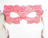 Pink lace masquerade mask with rhinestones, Venetian lace eye mask for women with satin ribbons, perfect for prom, weddings, and costume parties.