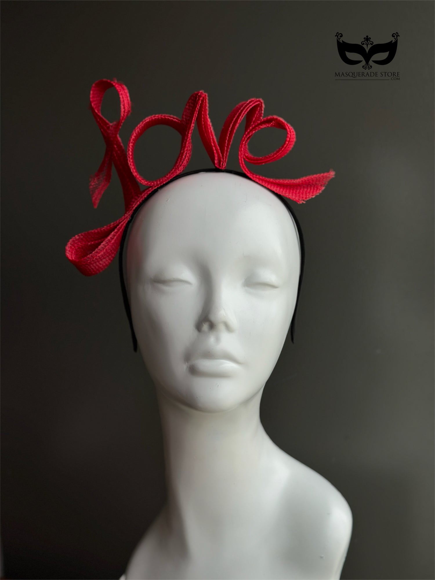 Red LOVE fascinator hat for women