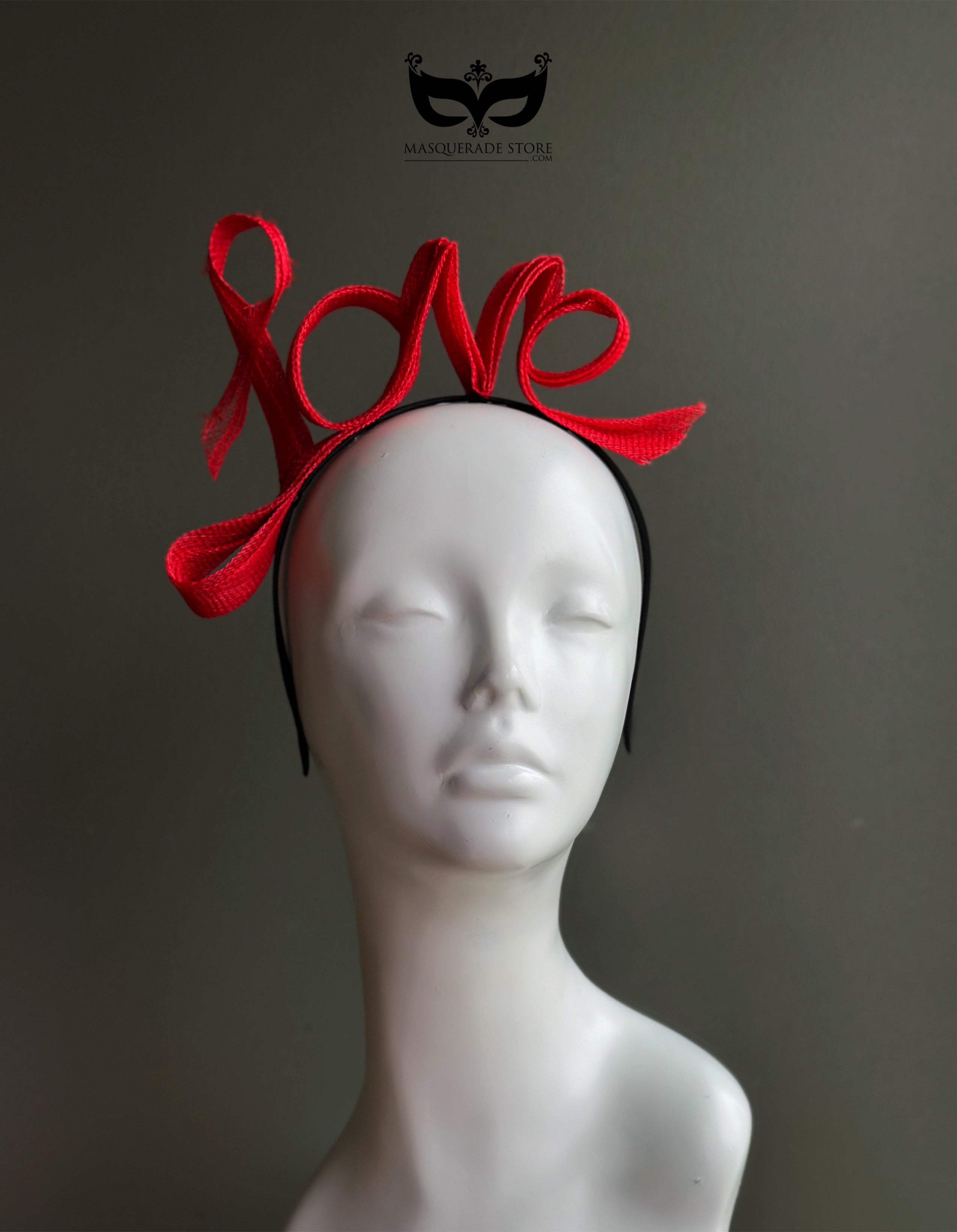Red LOVE fascinator hat for women
