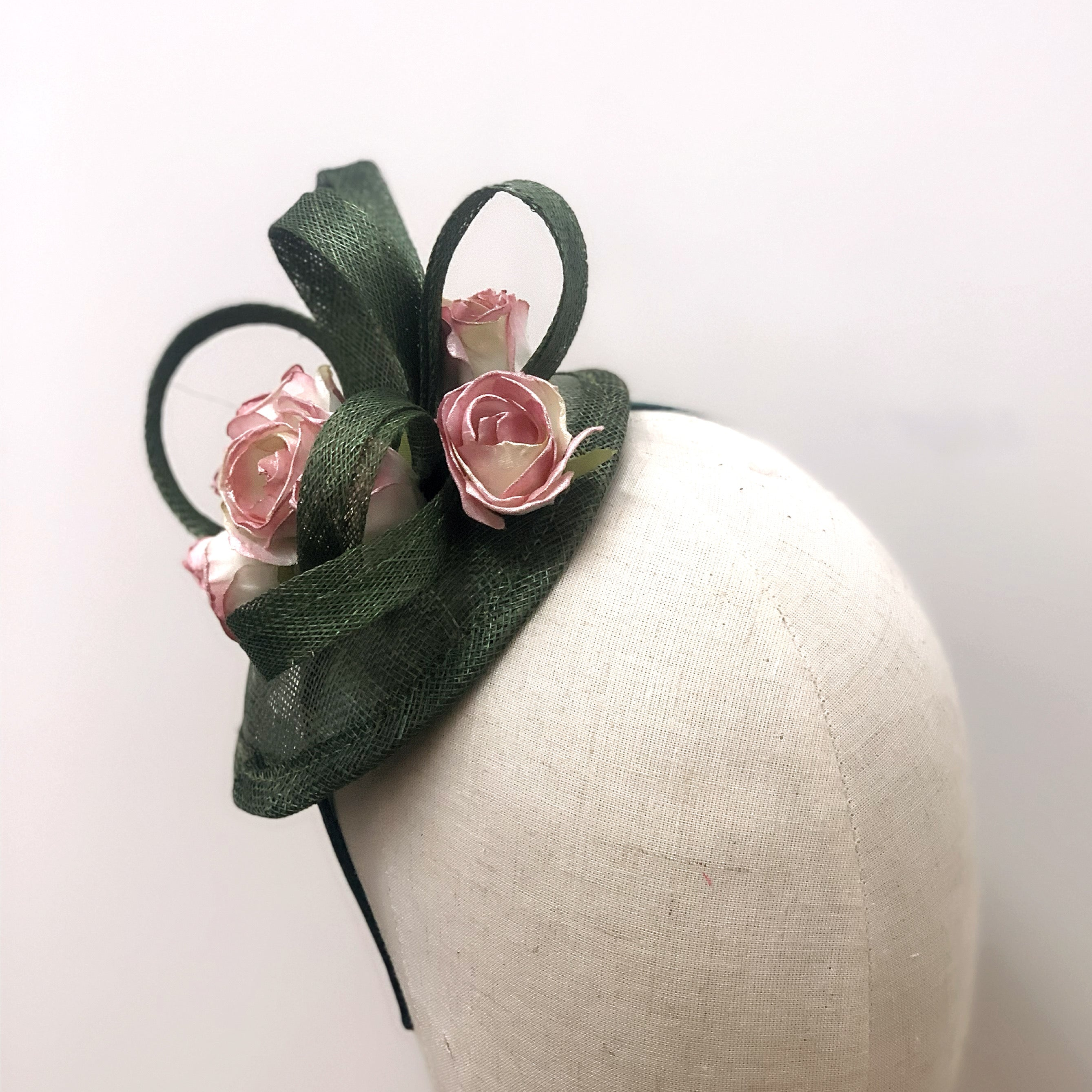Green Fascinator - Rose Blooms