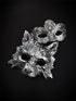 Silver wolf and lace couples masquerade masks on black background