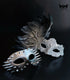 Silver gothic couples masquerade mask set featuring a metallic spiked men&