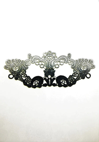 Silver black ombre lace masquerade mask with rhinestones, elegant lace eye mask for women, perfect for masquerade ball, prom, and Halloween parties.