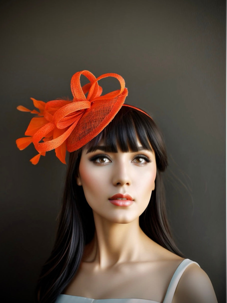 Tea Party Fascinator - Orange