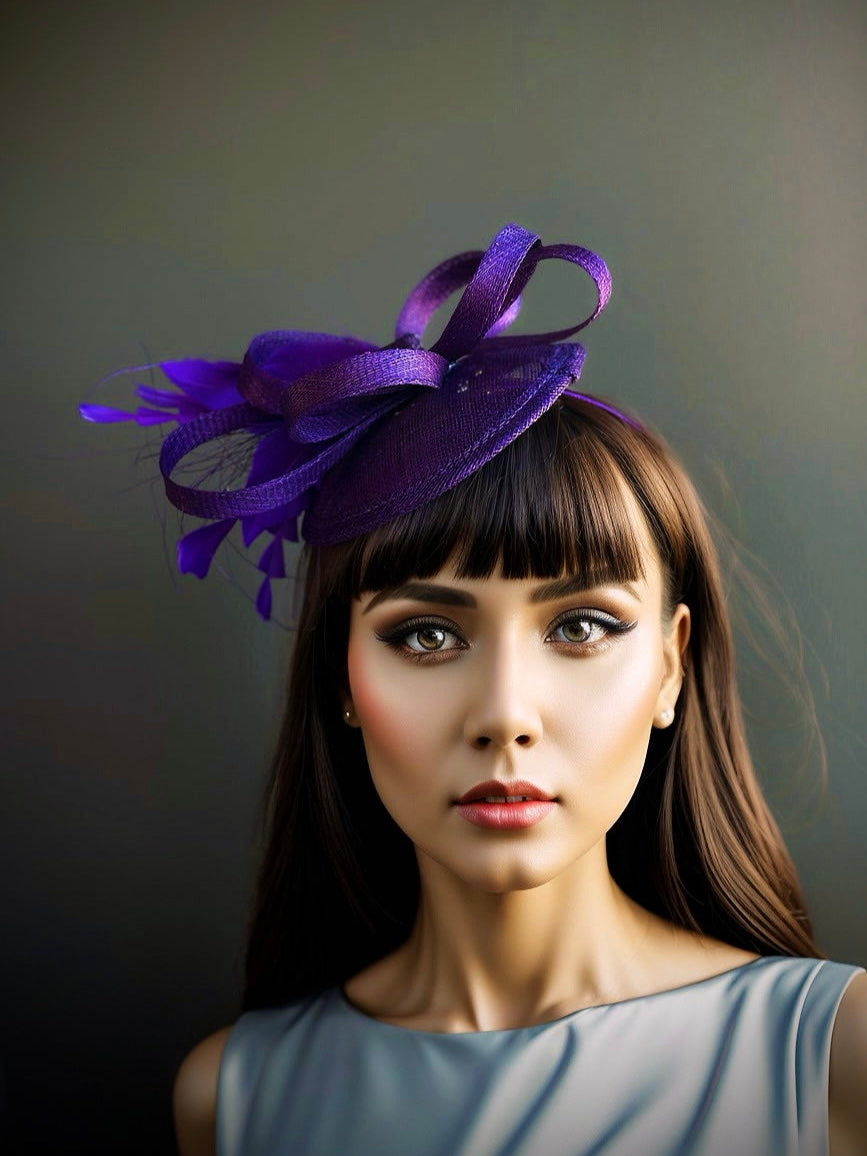 Derby Hat Women's Tea Party Hat & Gloves Set - Feather Floral Fascinators For Special Events Older Ladies