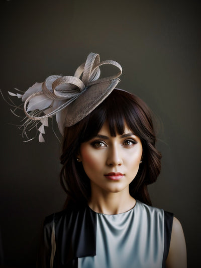  women's fascinator hat with loops and feathers 