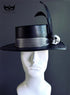 Black vegan leather top hat with skull and feather, gothic steampunk Halloween accessory for men