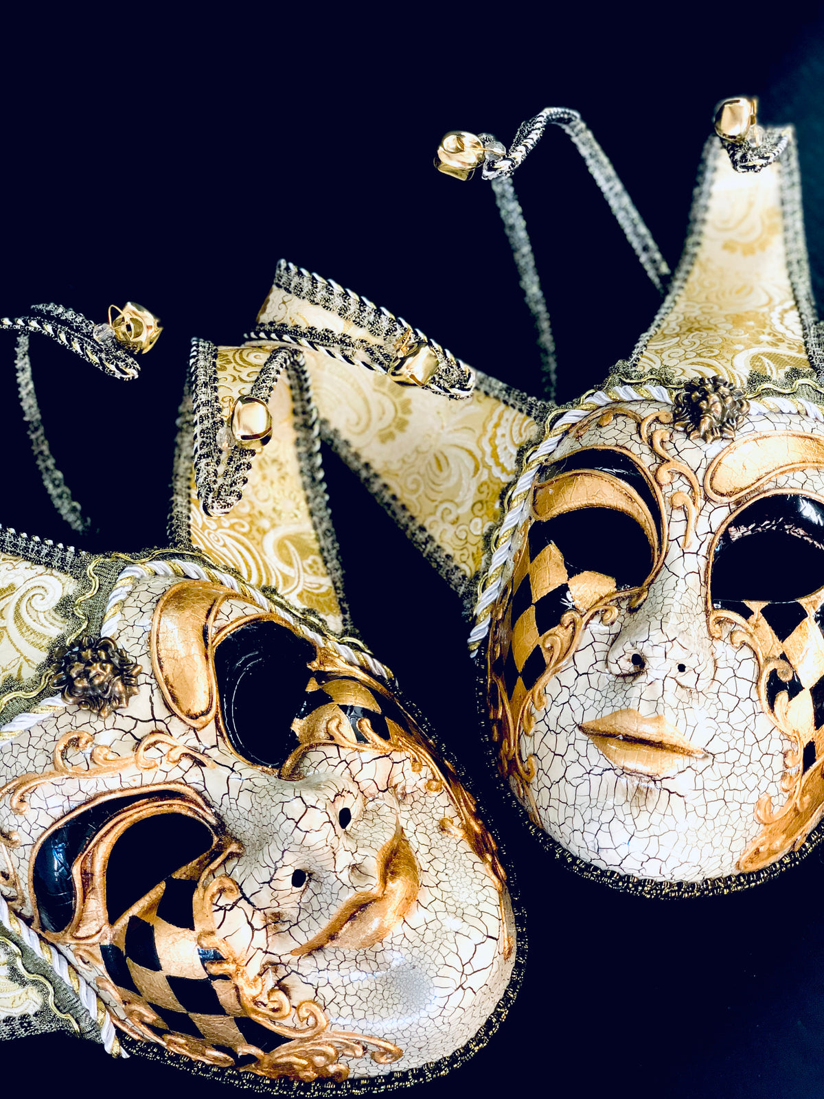 Jester Mens Mask - Gold Black – Masquerade Store