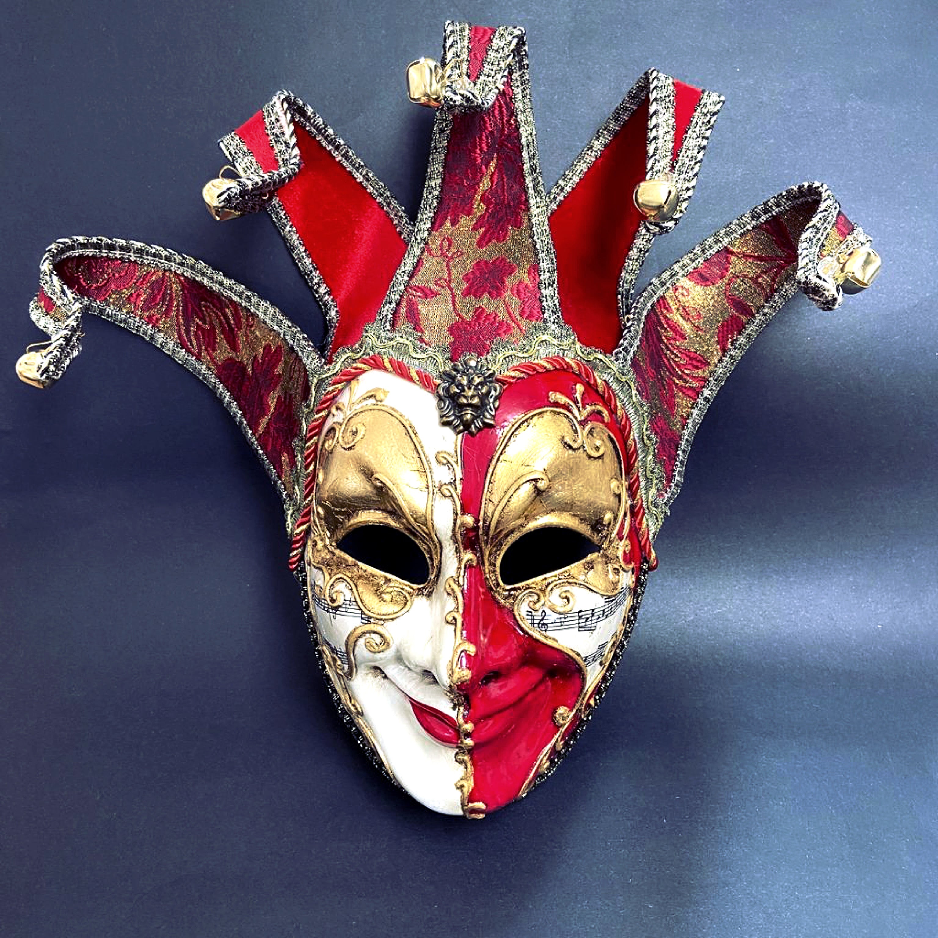 Italian Carnival Jester Red Silver Black Venetian Jester Mask
