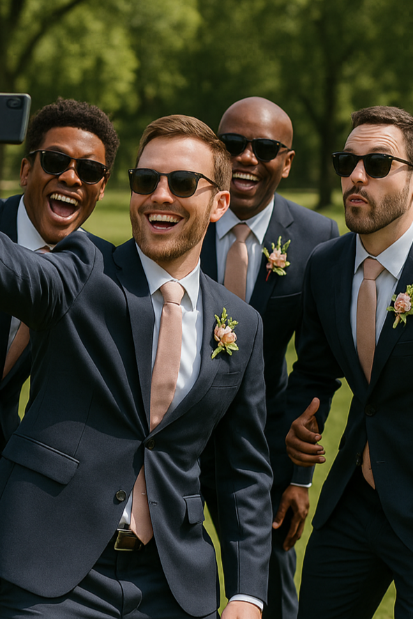 Wedding Boutonniere Set - 6 PCS - Pink Green Purple