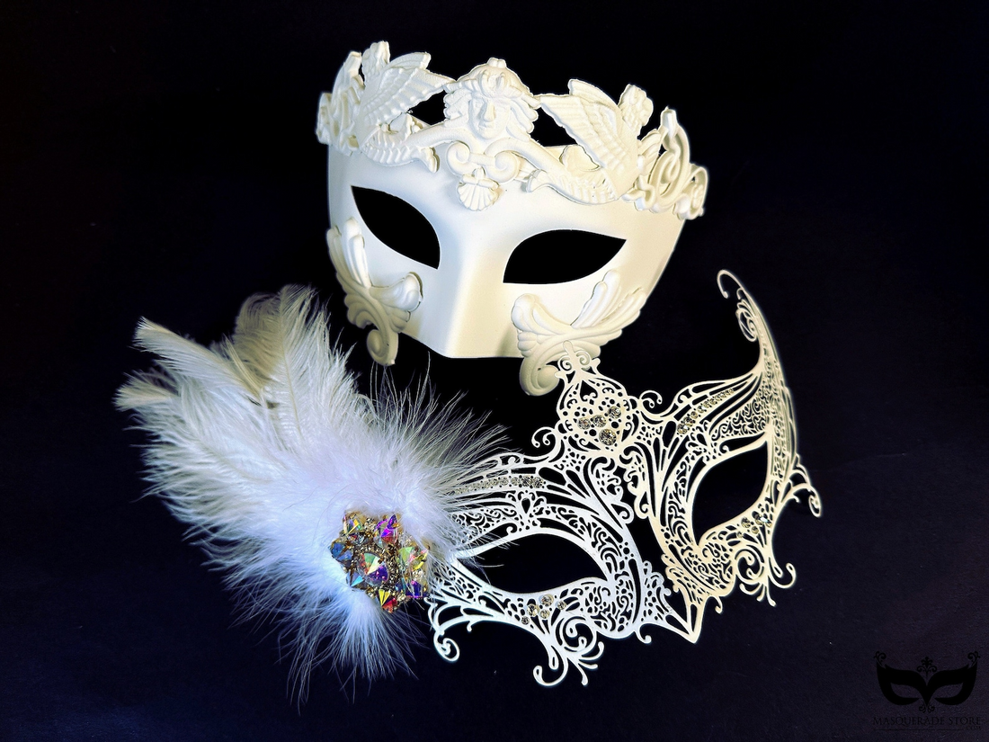 White Pair – Feather & Crystal Filigree