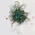 Statement green fascinator hat with dramatic peacock feathers, ideal for race day or themed events