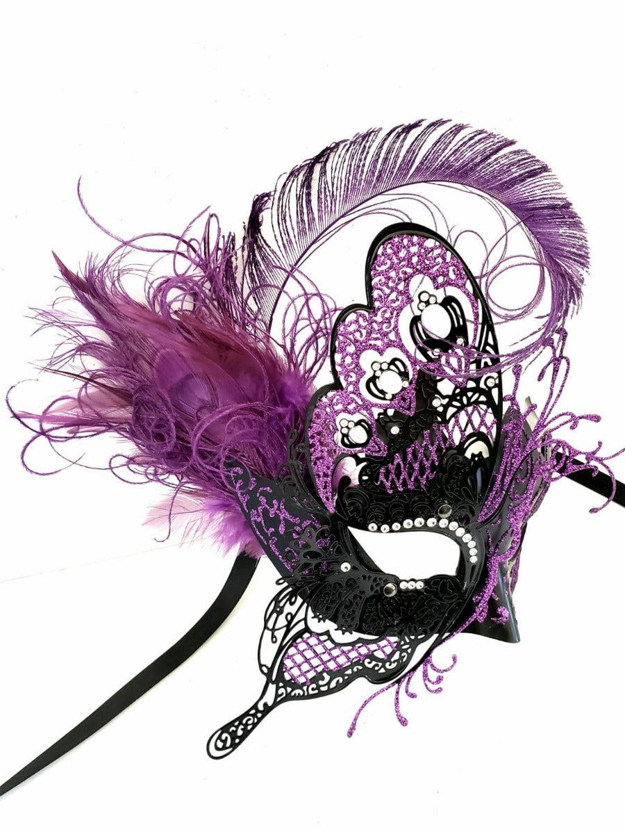 The Flutter Mask - Purple feathers