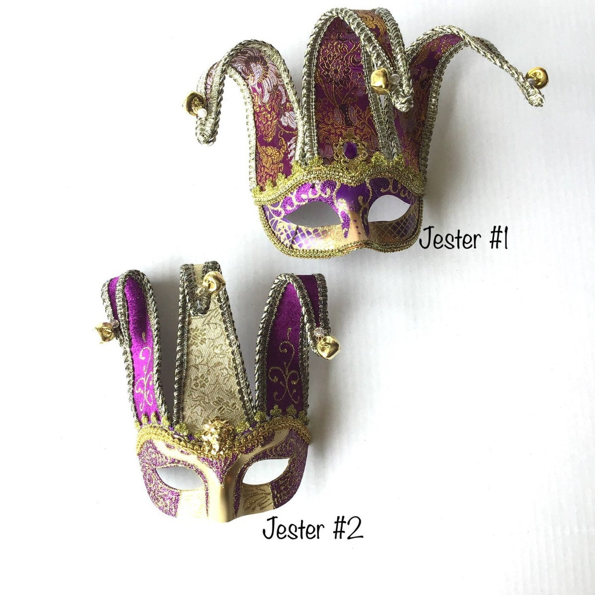 Couples Jester Masks - Purple/Gold