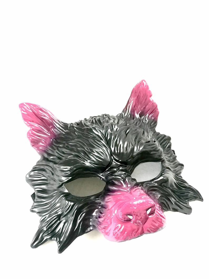 Werewolf Mask - Black/Pink