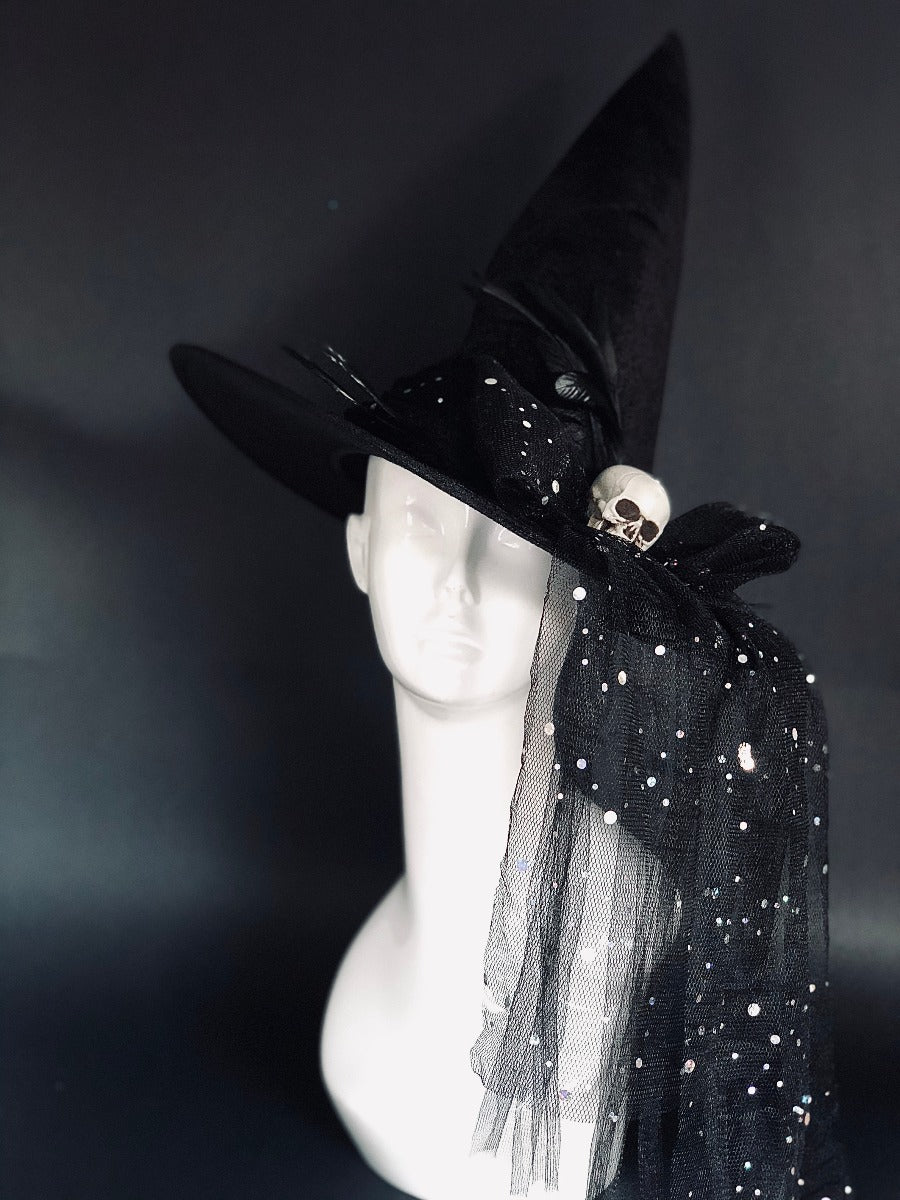 Witch Hat - Skull Bow Veil